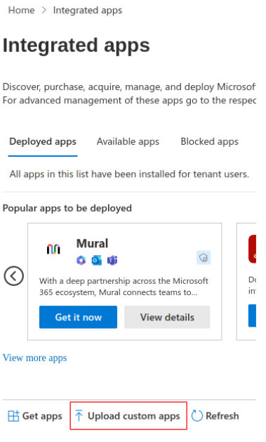 Upload custom apps option